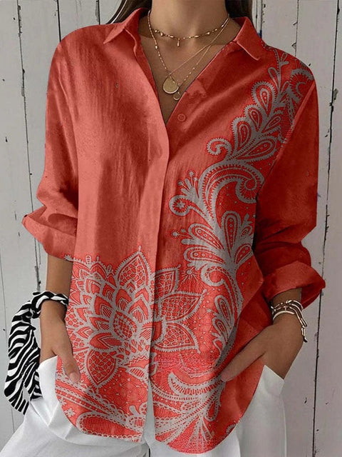 Short sleeve lapel print blouse m302889