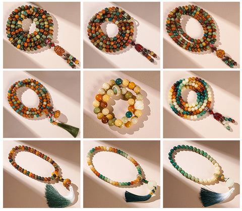 Dunhuang Feitian 108 Bodhi Seed Buddha Bead Bracelet Wentian White Jade Bodhi Seed Chinese Male Rosary Bead Female Wenwan Handheld M3331306