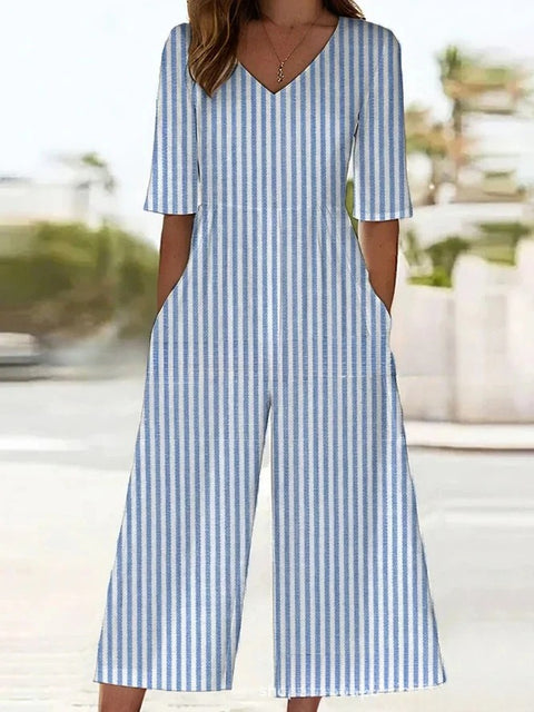 Women's clothing independent station spring and summer popular printing socket V-neck jumpsuit m302602