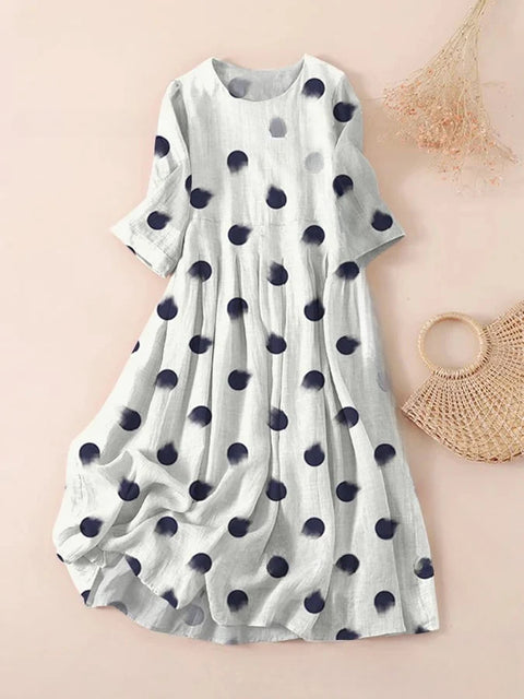 Loose Crew Neck Fashion Long Sleeve Printed Dress m301072