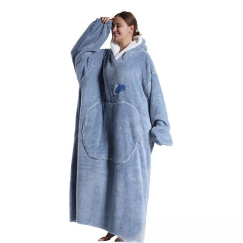 Long loungewear wearable lazy TV blanket double-sided comfortable cotton lint nightgown m302148