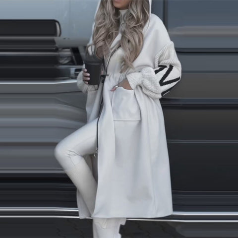 Fashion foreign trade women's clothing casual hooded long spliced jacket m302513