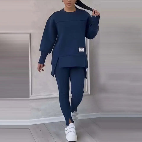 Women's fashion casual printed sweater + trousers cover m302312