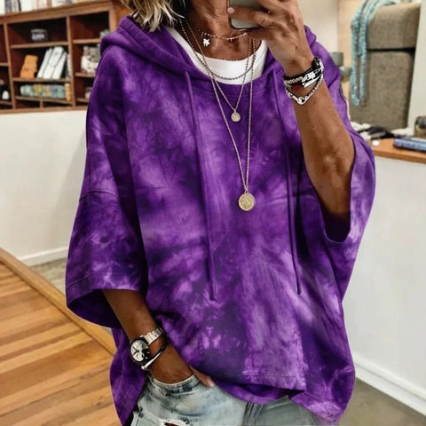 Casual hooded mid-sleeved women's fashion 3D printing casual foreign trade Amazon independent station women's sweater m303002
