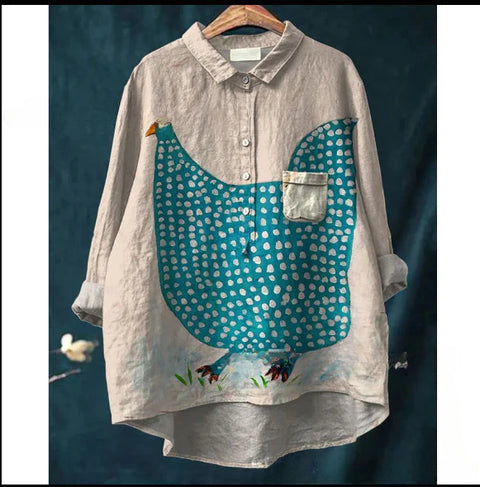 Loose printing crew neck casual large size women's T-shirt m301279