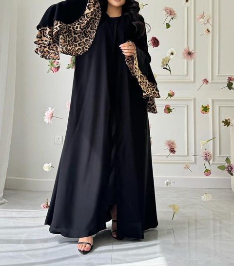 New leopard print dress robe long skirt cardigan m301185