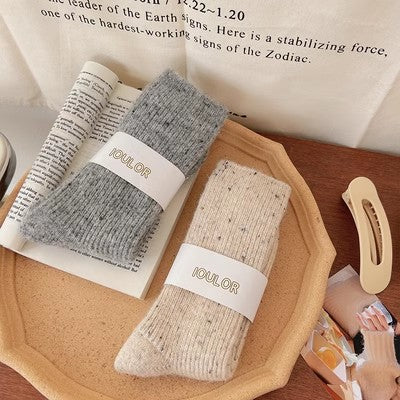 Dot yarn cashmere socks, children's mid length socks, autumn and winter thickened plush insulation, pile up wool long socks m1915010471