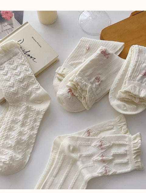 White lace socks, children's mid length socks m1915010461