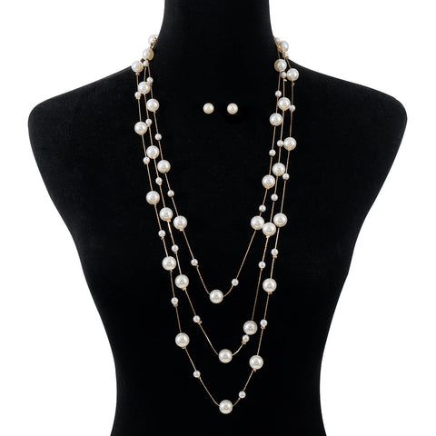 Light luxury pearl multi-layer necklace elegant small fragrance design m1915010512