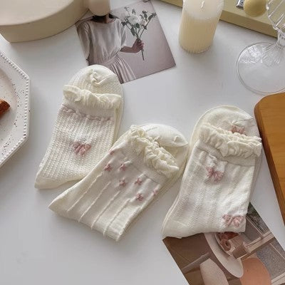 White lace socks, children's mid length socks m1915010461